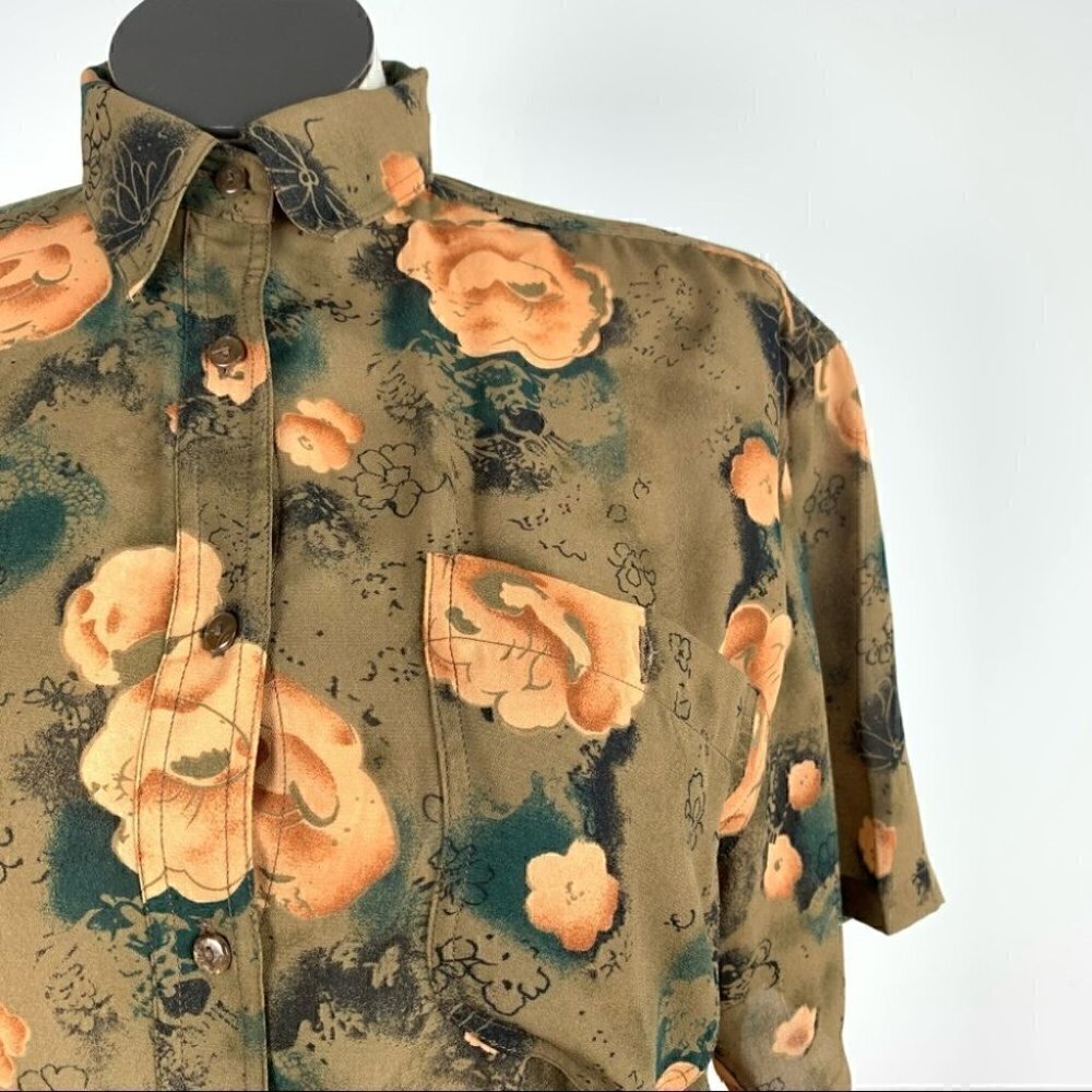 Magic womens top size L Multicolored floral button down vintage 60s 70s - Picture 2 of 10